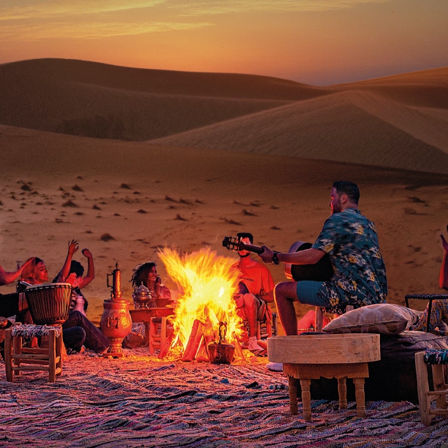 Morocco desert campfire